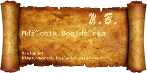 Mácsik Boglárka névjegykártya
